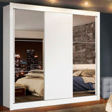Placard Matrimonial Lyon Plus 3 Puertas Corredizas con Espejos 4 Cajones Blanco