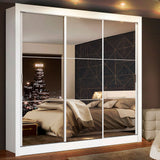 Placard Matrimonial Monaco 3 Puertas Corredizas con Espejo - Blanco