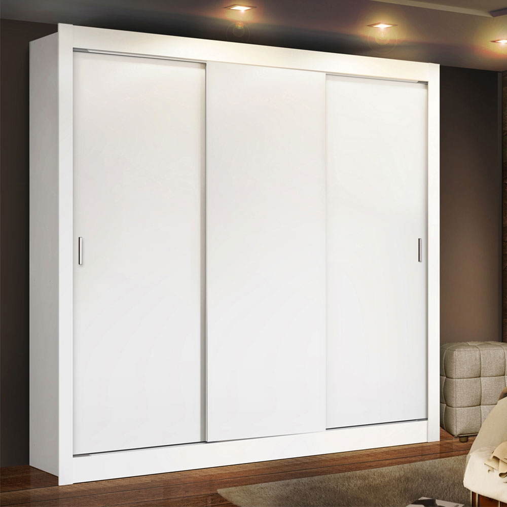 Placard Matrimonial Lyon Plus 3 Puertas Corredizas 4 Cajones Blanco