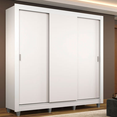 Placard Matrimonial 170 cm 3 Puertas Corredizas y Patas Blanco Mónaco Madesa