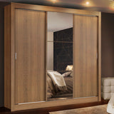 Placard Matrimonial Monaco 3 Puertas Corredizas 1 con Espejo - Marrón