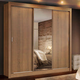 Placard Matrimonial Lyon 3 Puertas Corredizas con Espejo 2 Cajones Marrón