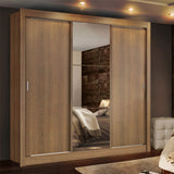 Placard Matrimonial Lyon Plus 3 Puertas Corredizas con Espejo 4 Cajones Marrón