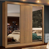 Placard Matrimonial Lyon Plus 3 Puertas Corredizas con Espejos 4 Cajones Marrón