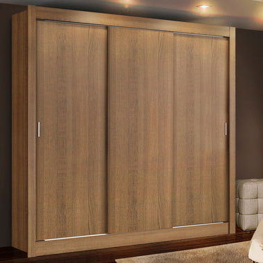 Placard Matrimonial 170 cm 3 Puertas Corredizas 2 Cajones Marrón Lyon Madesa