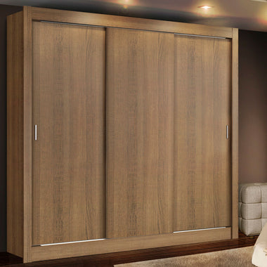 Placard Matrimonial 170 cm 3 Puertas Corredizas 4 Cajones Marrón Lyon Madesa