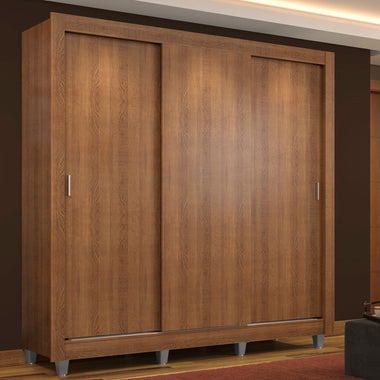 Placard Matrimonial 170 cm 3 Puertas Corredizas y Patas Marrón Mónaco Madesa