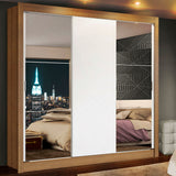 Placard Matrimonial Lyon 3 Puertas Corredizas con Espejos 2 Cajones Marrón/Blanco