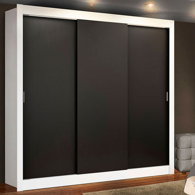 Placard Matrimonial 170 cm 3 Puertas Corredizas Blanco/Negro Mónaco Madesa