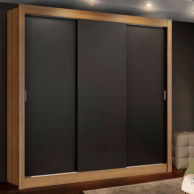 Placard Matrimonial Mónaco 170 cm 3 Puertas Corredizas Marrón/Negro Madesa
