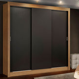 Placard Matrimonial Lyon Plus 3 Puertas Corredizas 4 Cajones Marrón/Negro