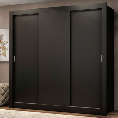 Placard Matrimonial 170 cm 3 Puertas Corredizas Negro Mónaco Madesa