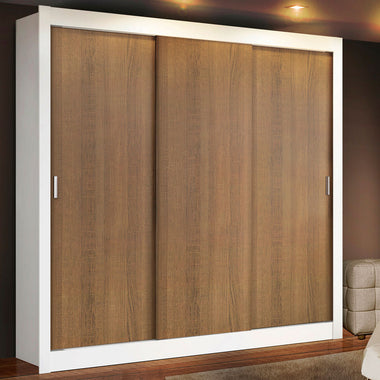 Placard Matrimonial 170 cm 3 Puertas Corredizas Blanco/Marrón Mónaco Madesa
