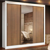Placard Matrimonial Lyon 3 Puertas Corredizas con Espejo 2 Cajones Blanco/Marrón