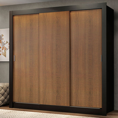 Placard Matrimonial 170 cm 3 Puertas Corredizas Negro/Marrón Mónaco Madesa