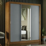 Placard Matrimonial 3 Puertas Corredizas con Espejo Marrón/Gris Monaco