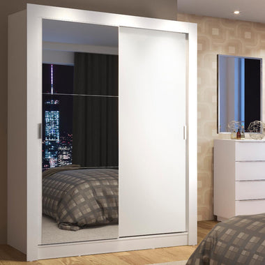 Placard Soltero Denver 117 cm 2 Puertas Corredizas con 1 Espejo Blanco Madesa