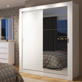Placard Soltero Dallas Plus 2 Puertas Corredizas con Espejo 4 Cajones Blanco