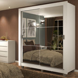 Placard Soltero Dallas Plus 2 Puertas Corredizas con Espejo 4 Cajones con Patas Blanco