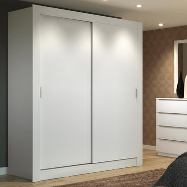 Placard Soltero 117 cm 2 Puertas Corredizas 2 Cajones Blanco Dallas Madesa