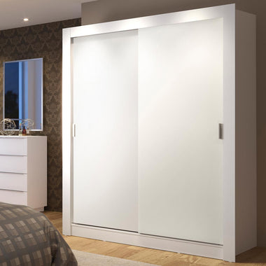 Placard Soltero 117 cm 2 Puertas Corredizas 4 Cajones Blanco Dallas Madesa