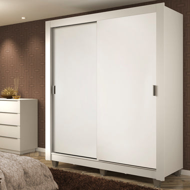 Placard Soltero 117 cm 2 Puertas Corredizas 4 Cajones y Patas Blanco Dallas Madesa