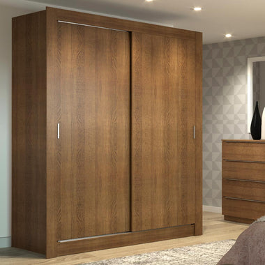 Placard Soltero 117 cm 2 Puertas Corredizas 2 Cajones Marrón Dallas Madesa