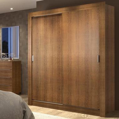 Placard Soltero 117 cm 2 Puertas Corredizas 4 Cajones Marrón Dallas Madesa
