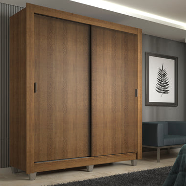 Placard Soltero 117 cm 2 Puertas Corredizas y Patas Marrón Denver Madesa