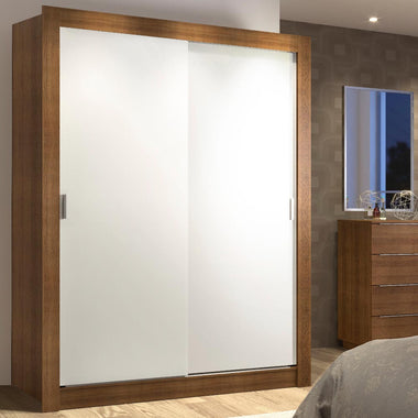 Placard Soltero 117 cm 2 Puertas Corredizas Marrón/Blanco Denver Madesa