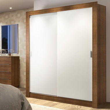 Placard Soltero 117 cm 2 Puertas Corredizas 4 Cajones Marrón/Blanco Dallas Madesa