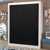 Placard Soltero Dallas Plus 2 Puertas Corredizas 4 Cajones Blanco/Negro