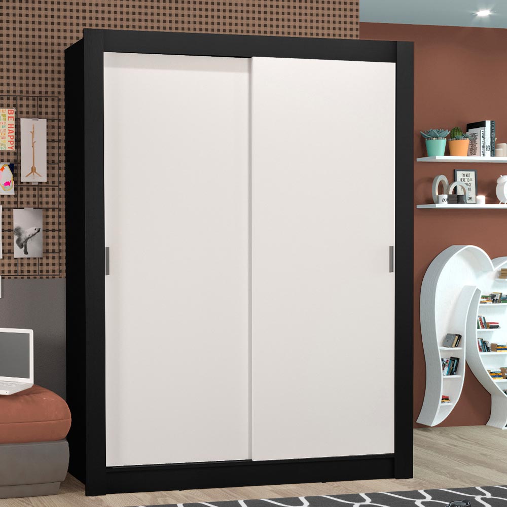Placard Soltero Denver 2 Puertas Corredizas Negro/Blanco