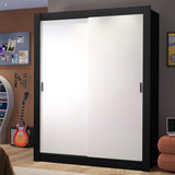 Placard Soltero Dallas 2 Puertas Corredizas 2 Cajones Negro/Blanco