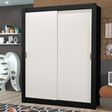 Placard Soltero Dallas Plus 2 Puertas Corredizas 4 Cajones Negro/Blanco