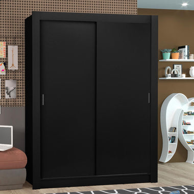 Placard Soltero 117 cm 2 Puertas Corredizas Negro Denver Madesa