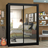 Placard Soltero Denver 2 Puertas Corredizas 2 con Espejo Negro