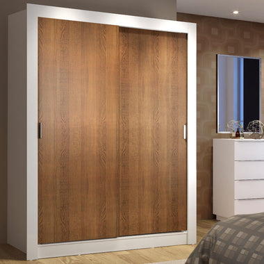 Placard Soltero 117 cm 2 Puertas Corredizas Blanco/Marrón Denver Madesa