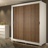 Placard Soltero Dallas Plus 2 Puertas Corredizas 4 Cajones con Patas Blanco/Marrón