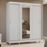 Placard Matrimonial con Patas 180 cm 3 Puertas con Espejo Reno Blanco