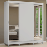 Placard Matrimonial con Patas 180 cm 3 Puertas con Espejos Reno Blanco