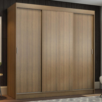 Placard Matrimonial Reno 180 cm 3 Puertas Corredizas 4 Cajones Marrón Madesa