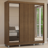 Placard Matrimonial con Patas 180 cm 3 Puertas con Espejos Reno Marrón