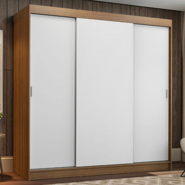 Placard Matrimonial 180 cm 3 Puertas Corredizas 4 Cajones Marrón/Blanco Reno Madesa