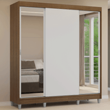 Placard Matrimonial con Patas 180 cm 3 Puertas con Espejos Reno Marrón/Blanco