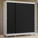 Placard Matrimonial con Patas 180 cm 3 Puertas Reno Blanco/Negro