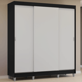 Placard Matrimonial con Patas 180 cm 3 Puertas Reno Negro/Blanco