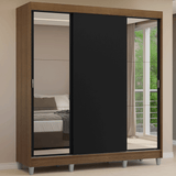 Placard Matrimonial con Patas 180 cm 3 Puertas con Espejos Reno Marrón/Negro