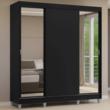 Placard Matrimonial con Patas 180 cm 3 Puertas con Espejos Reno Negro