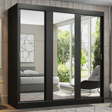 Placard Matrimonial Reno 3 Puertas Corredizas con Espejo Negro